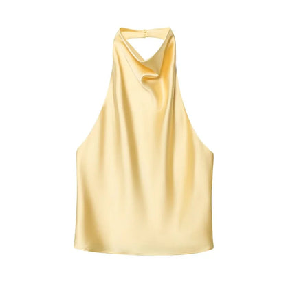 Satin Backless Halter Camisole Top