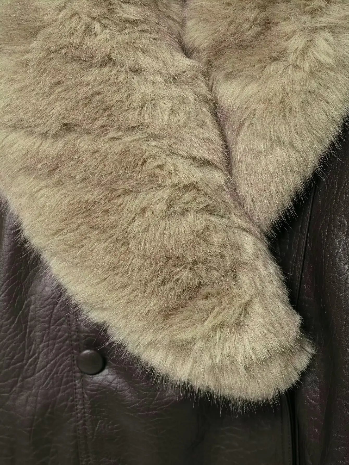 TFMLN 2025 Winter Women Loose Faux Leather Jacket Fashion Removed Big Fur Collar Causal Coat High Street Double Breasted Outwear