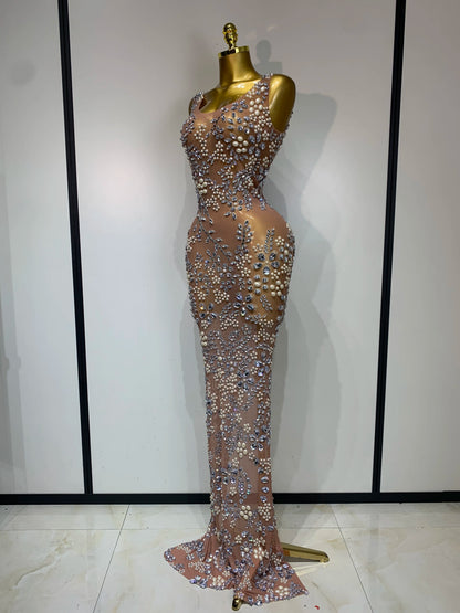 Lxury Diamonds Mesh See Through Long