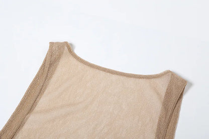Open-Back Side-Split Metallic Maxi Dress