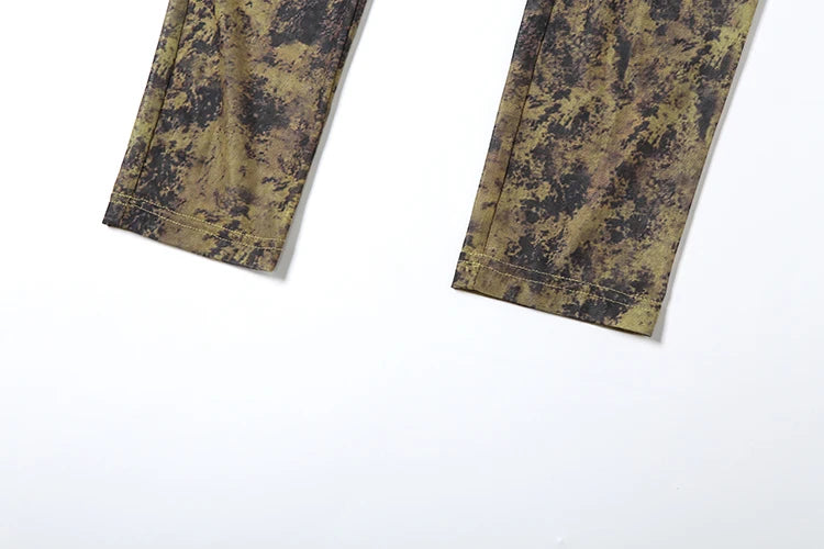 Weird Puss Sexy Fitness Jumpsuit Women Tie-Dye Print o-Neck Full Sleeve Skinny Streetwear Autumn Zip Slim Stretch Tight Overalls