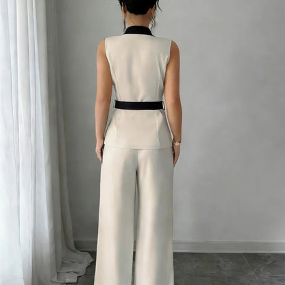 Vest Suit & Wide-Leg Pants Set