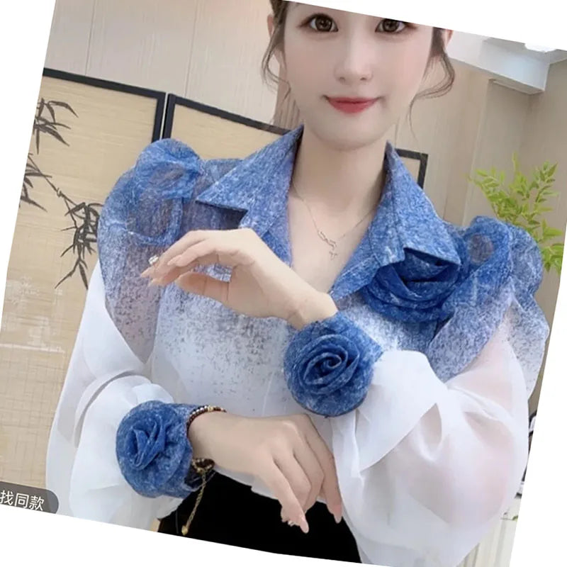 Three-Dimensional Flower Sunscreen Shirt With A