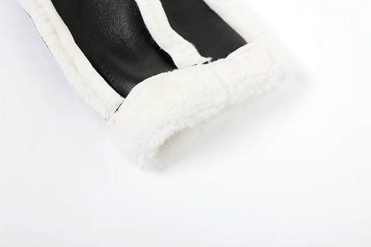 Weird Puss Furry Patchwork Women Crop Jacket Hipster Full Sleeve Open Stitch Hipster Streetwear Warm Outwear Basic Wild Coat