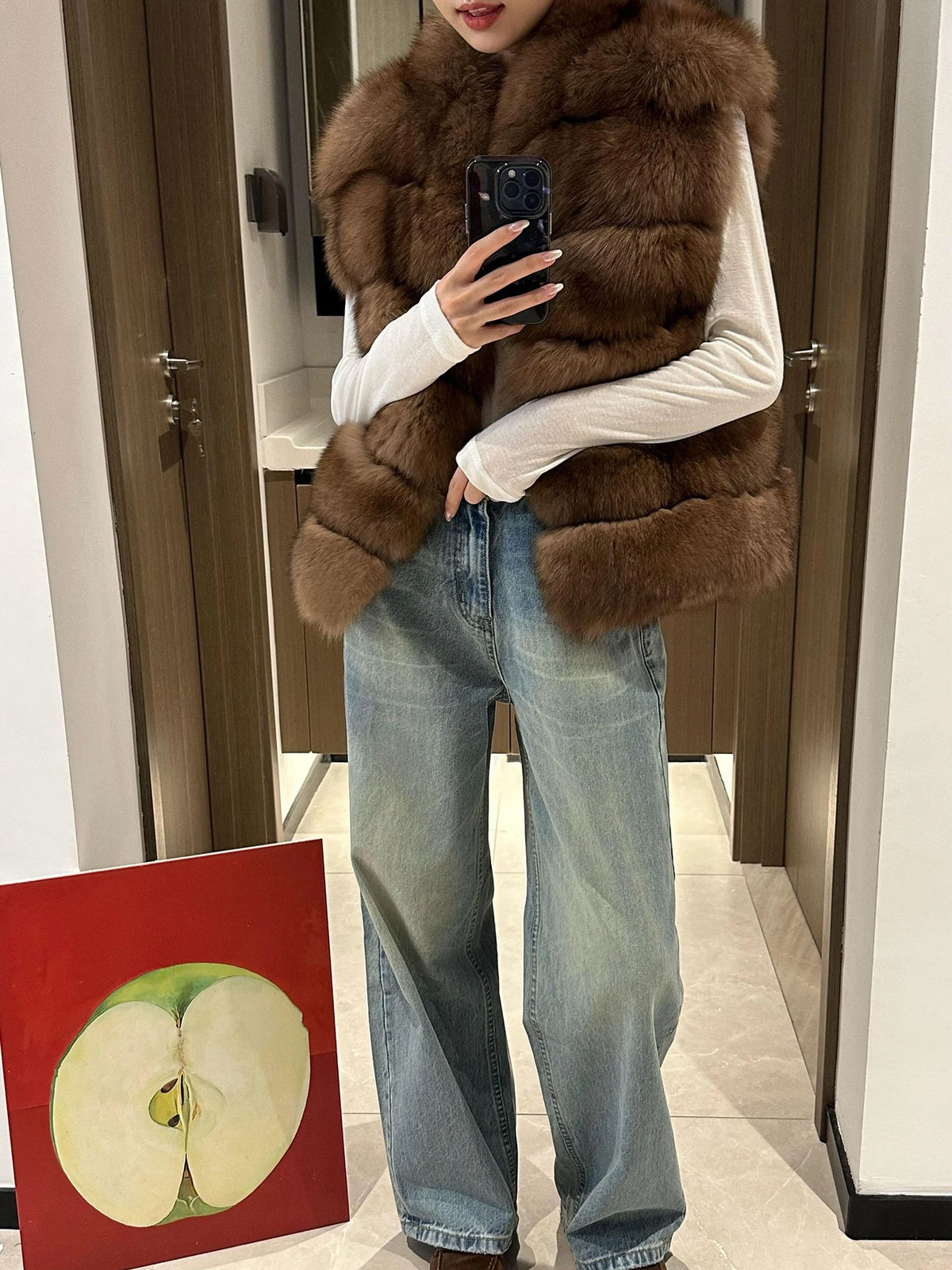 Fashionable Faux Fox Fur Vest Thickened