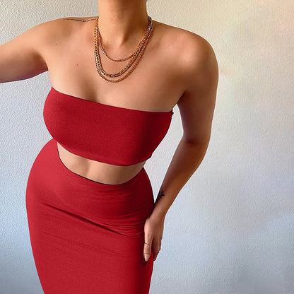 Strapless Tube Top & Maxi Skirt Set