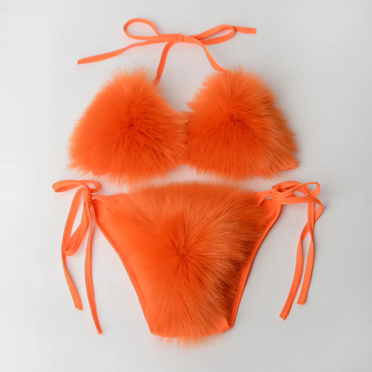 Fake Fox Fur Halter Solid Color