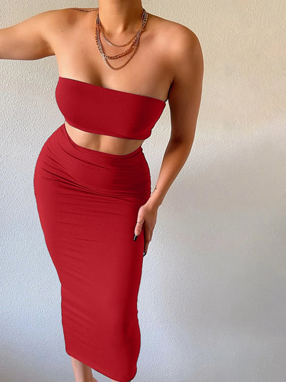 Strapless Tube Top & Maxi Skirt Set