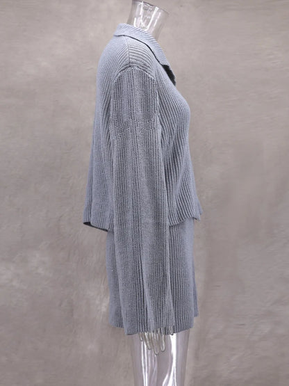 DGLUKE Burgundy Knitted Cardigan And Skirt