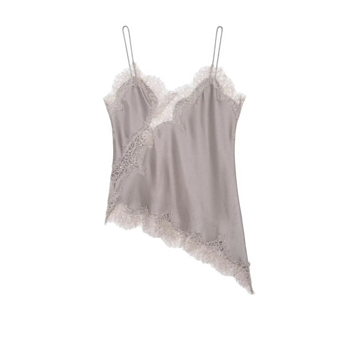 Asymmetrical Lace Backless Slip Top