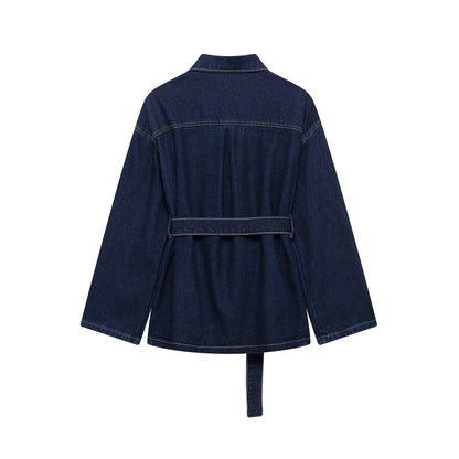 DUOPERI Sets With Belt Denim Jackets