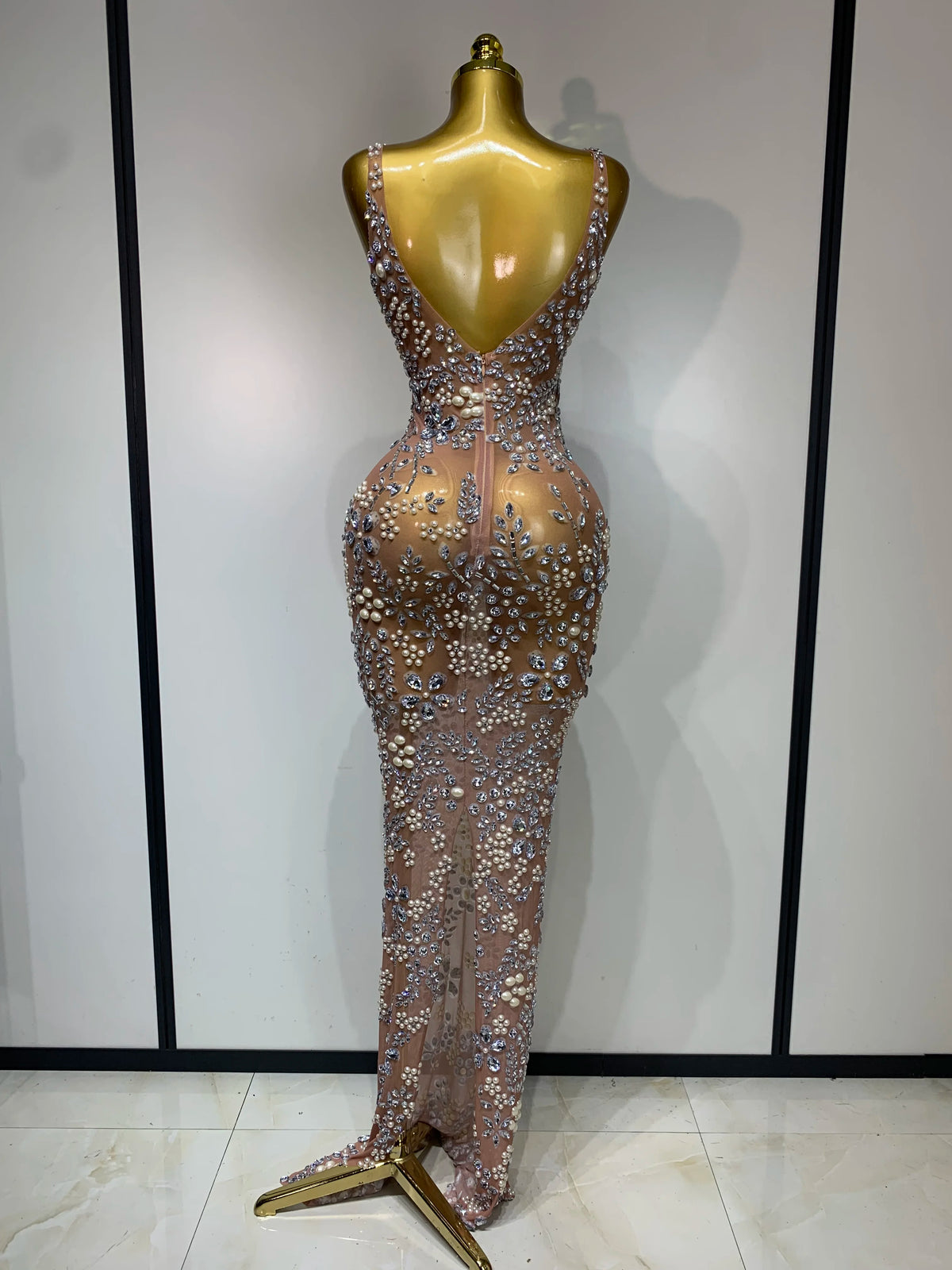 Lxury Diamonds Mesh See Through Long