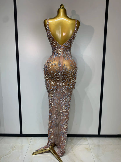Lxury Diamonds Mesh See Through Long