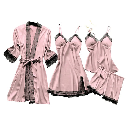 Silk Robe and Lace Nightdress Set