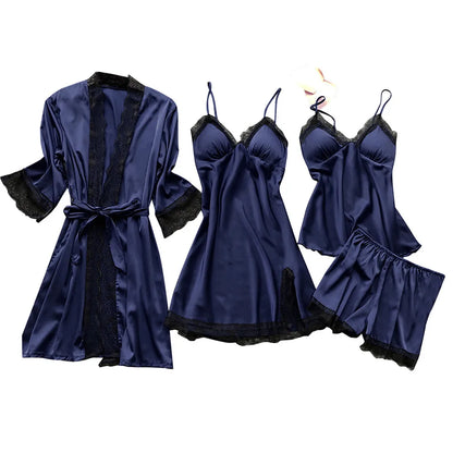 Silk Robe and Lace Nightdress Set