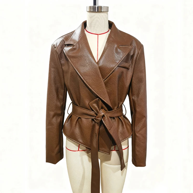 Lace-Up Faux Leather Moto Jacket
