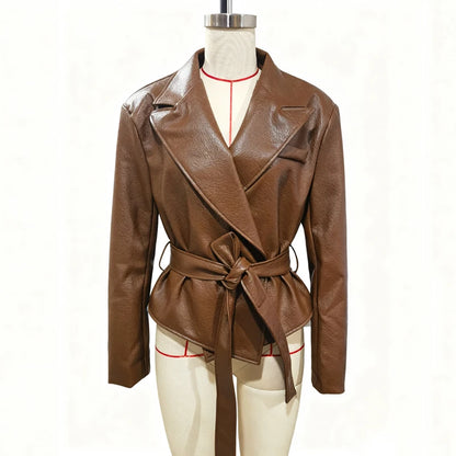 Lace-Up Faux Leather Moto Jacket