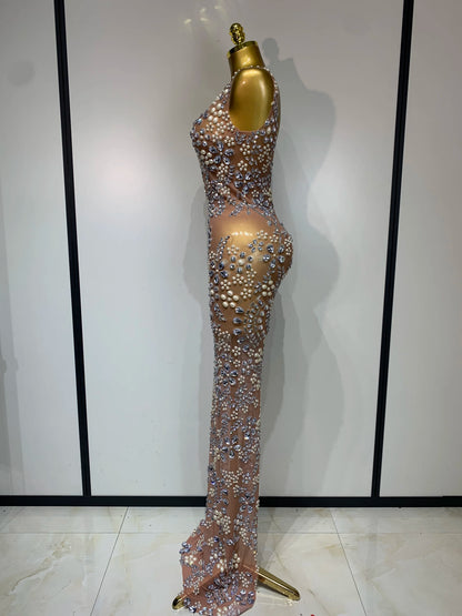 Lxury Diamonds Mesh See Through Long