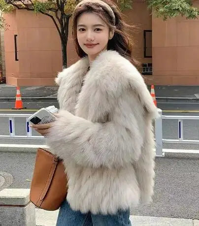 Imitation fur short coat woven Rex