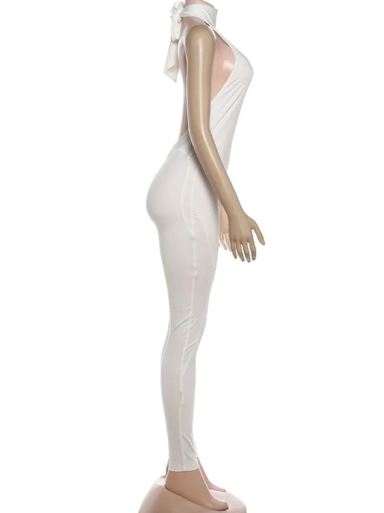 Nibber Hottie Jumpsuits Woman Bandage Halter Turtleneck Sexy Backless Sleeveless Skinny Peach Hip High Street Fashion Overalls