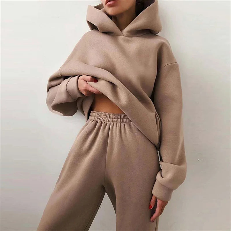 Tracksuit Suit Warm Hoodie Sweatshirts Two