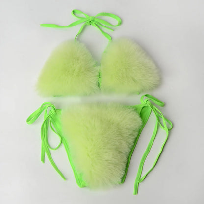 Fake Fox Fur Halter Solid Color