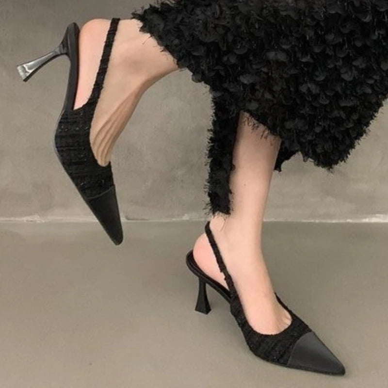 Pointed Toe Stiletto Backless Sandals