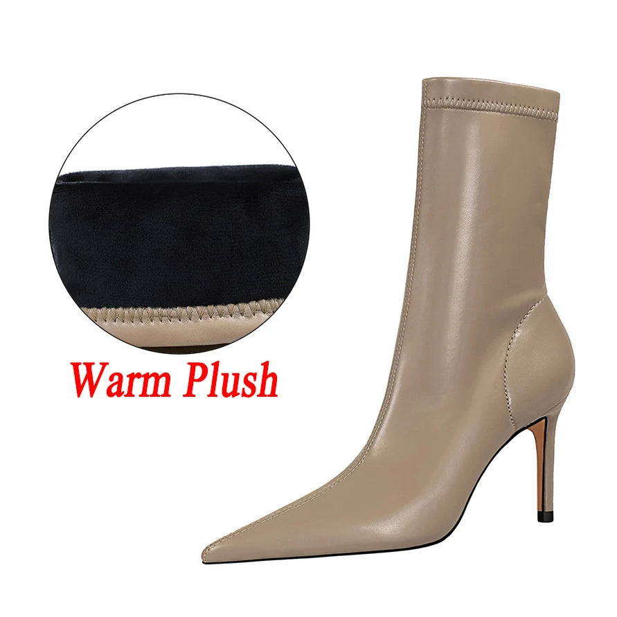 10cm High Heels Silk Sock Boots
