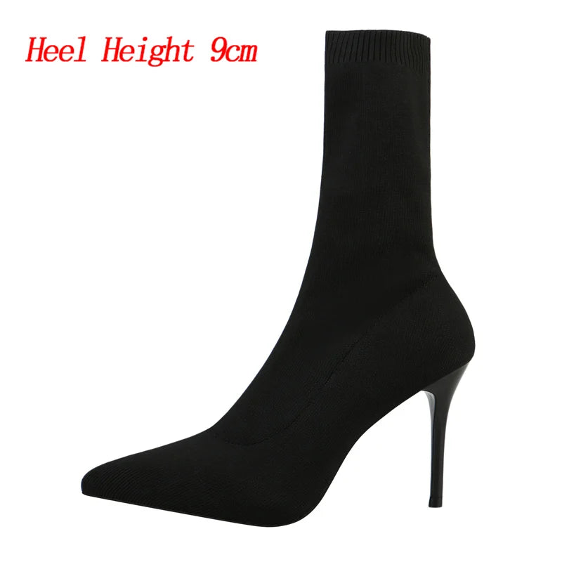 10cm High Heels Silk Sock Boots