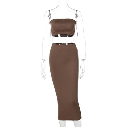 Strapless Tube Top & Maxi Skirt Set
