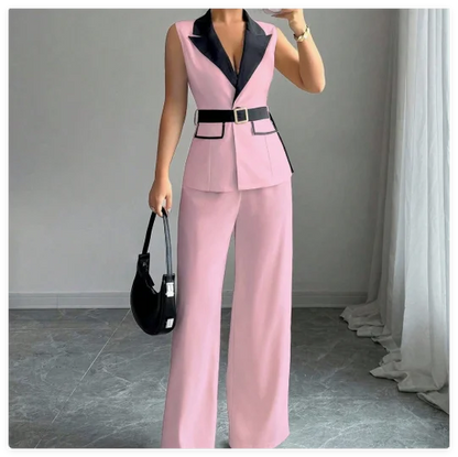 Vest Suit & Wide-Leg Pants Set