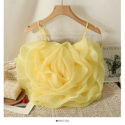 Organza Flower Crop Camisole Top