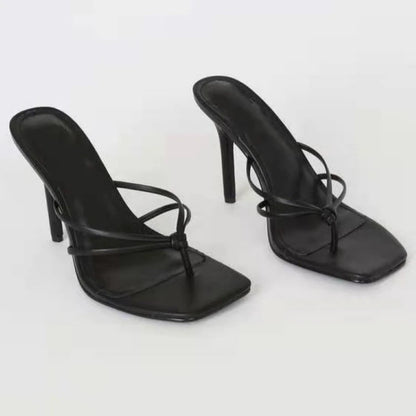 High Heels Clip-toe Square Toe Sandals