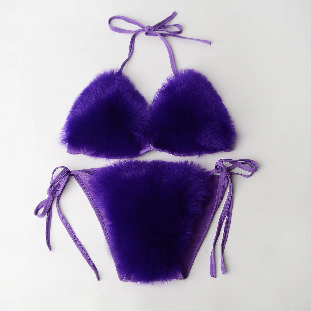 Fake Fox Fur Halter Solid Color