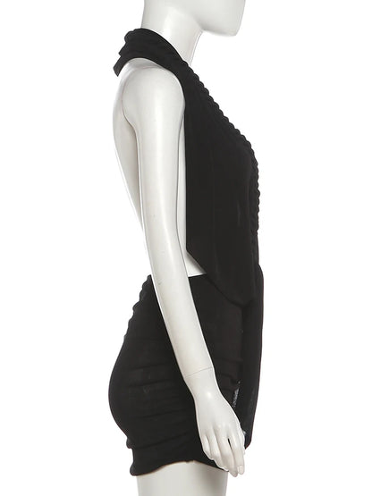 Nibber Backless Dress Twist Bandage Halter