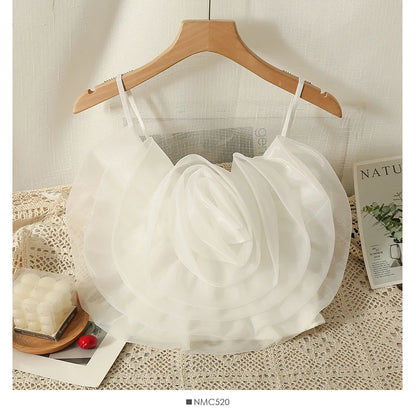 Organza Flower Crop Camisole Top