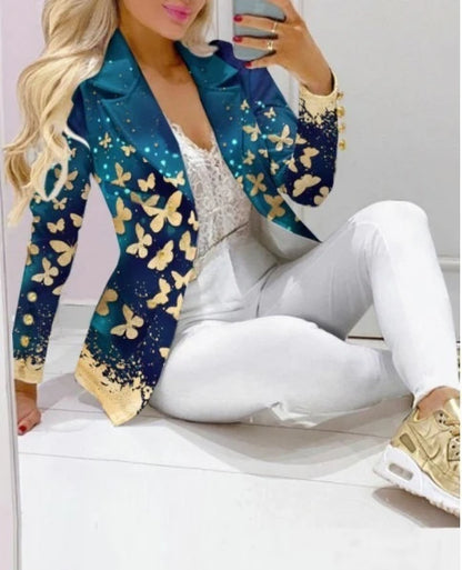 Printed Belted Blazer Pant Set