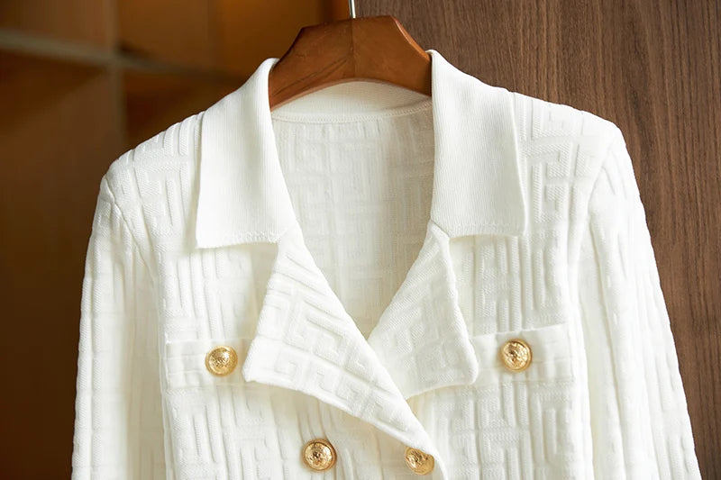 Elegant Design New Fall Slim Fit Notched Sweater Tops Mini Skirt Stretchy Knitted 2 Pieces OL Sets with Belt