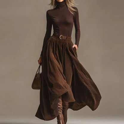 Maxi Skirts Turtleneck Shirt Top Two