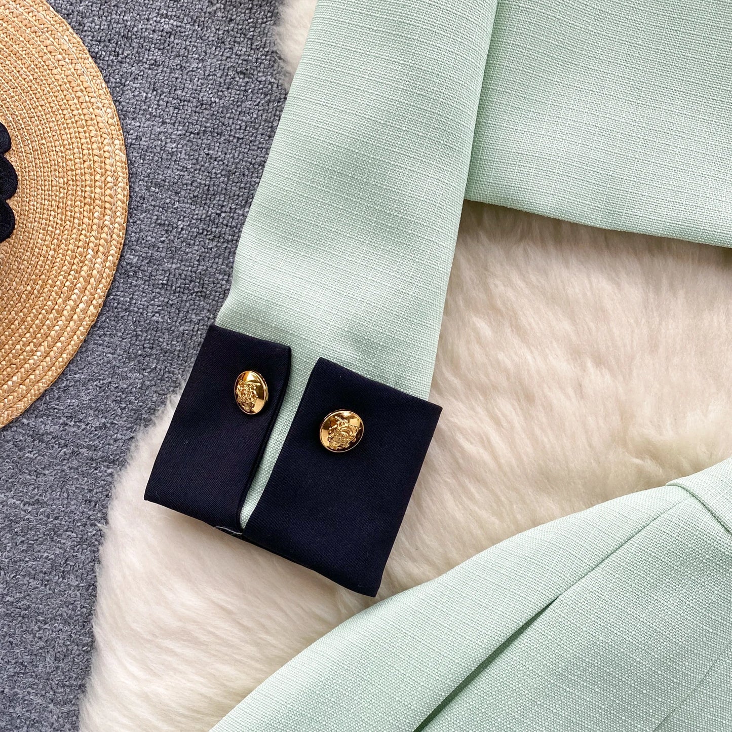 KUSAHIKI 2024 Spring Women's Color Block Short Cardigan Coat + High Waisted Pleated Half Skirt Two Piece Set