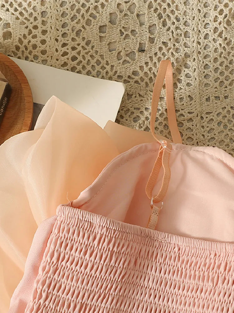 Organza Flower Crop Camisole Top