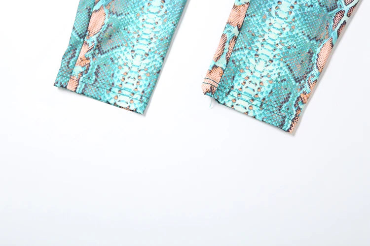 kliou Stunning Snake Print Women Jumpsuits Attractive Halter Stand Collar Hollow Backless Slim Overalls Female Midnight Clubwear