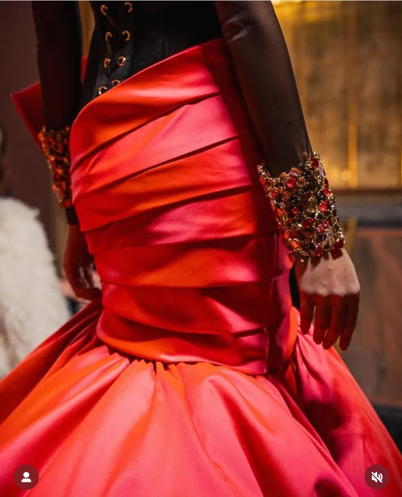Beaded Crystal Mermaid Evening Gown