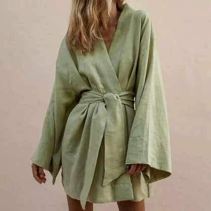 Long Sleeve V Neck Mini Dress