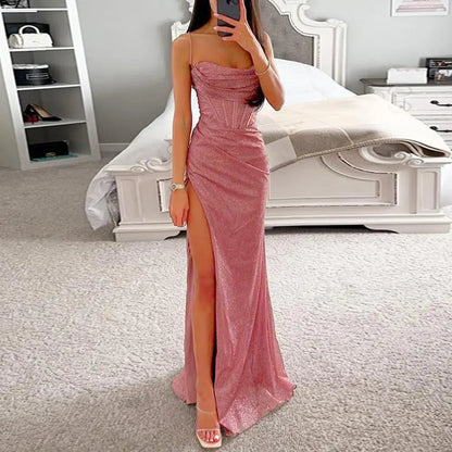 Bodycon Dress Shiny Sequins Spaghetti Strap