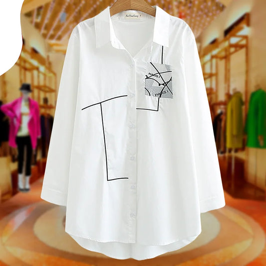 Mid-Length Relaxed White Shirt