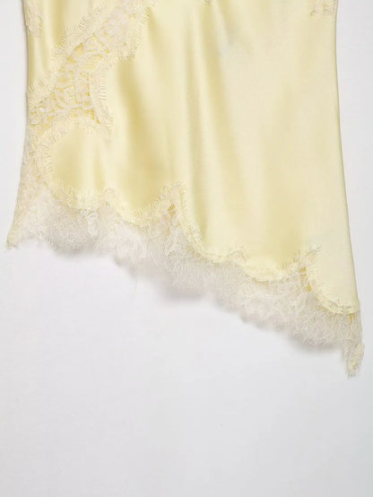 Asymmetrical Lace Backless Slip Top