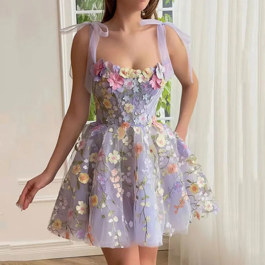 Three-dimensional Flower Embroidery Suspender Straps Bow