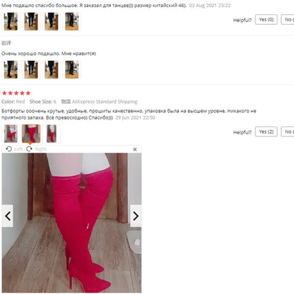 Stretch Black Red Thigh High Boots