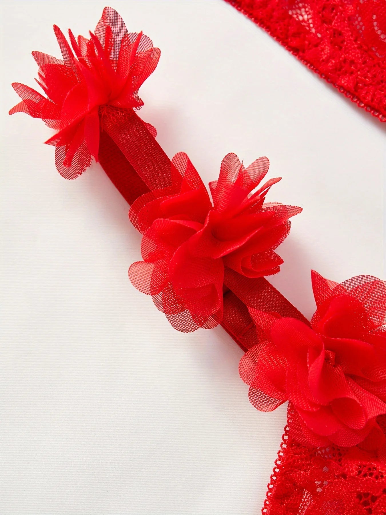 Lingerie Set 2PC Lace Bralette Garter Belt Thong Pure Sexy Underwear Women Sheer Floral Embroidery Bra Panty Set Pink Red Outfit